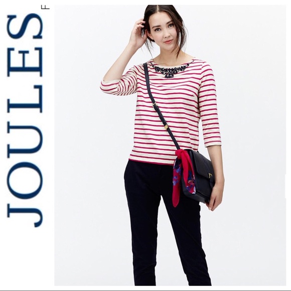 JOULES STRIPED EMBELLISHED COTTON TOP SIZE… - Picture 1 of 8
